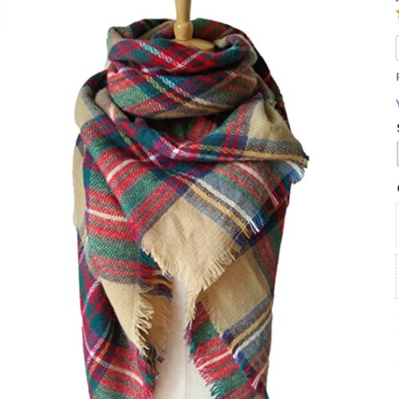 ONE LEFT! oversized plaid tartan blanket scarf - Picture 4 of 6